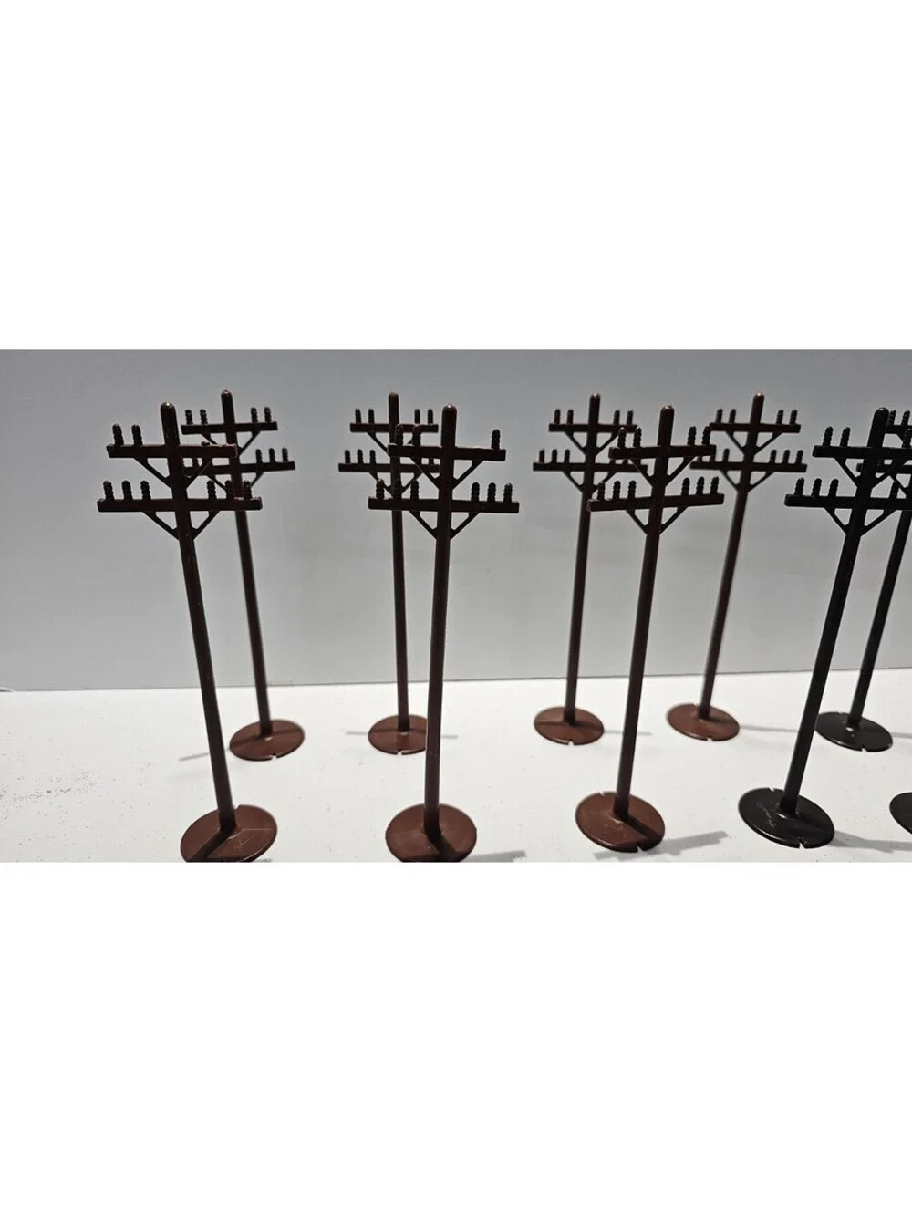 Vintage Marx Toys O Gauge Telephone Telegraph Poles Lot of 12 Brown Black 7